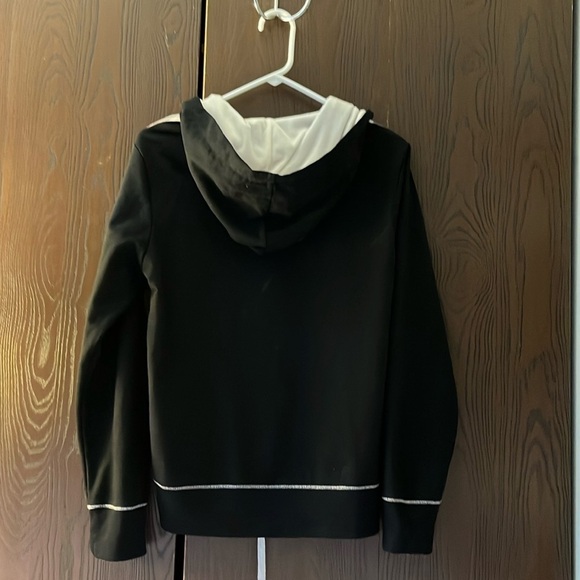 Kenzie black sleeved, checkered front, hooded sweatshirt. Size Large. - Picture 6 of 14